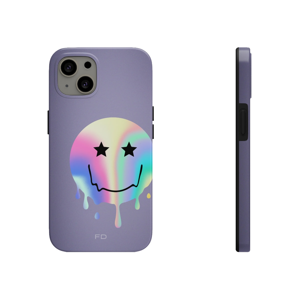 Durable iPhone Case with Starry Happy Face Design and Wireless Charging Capability