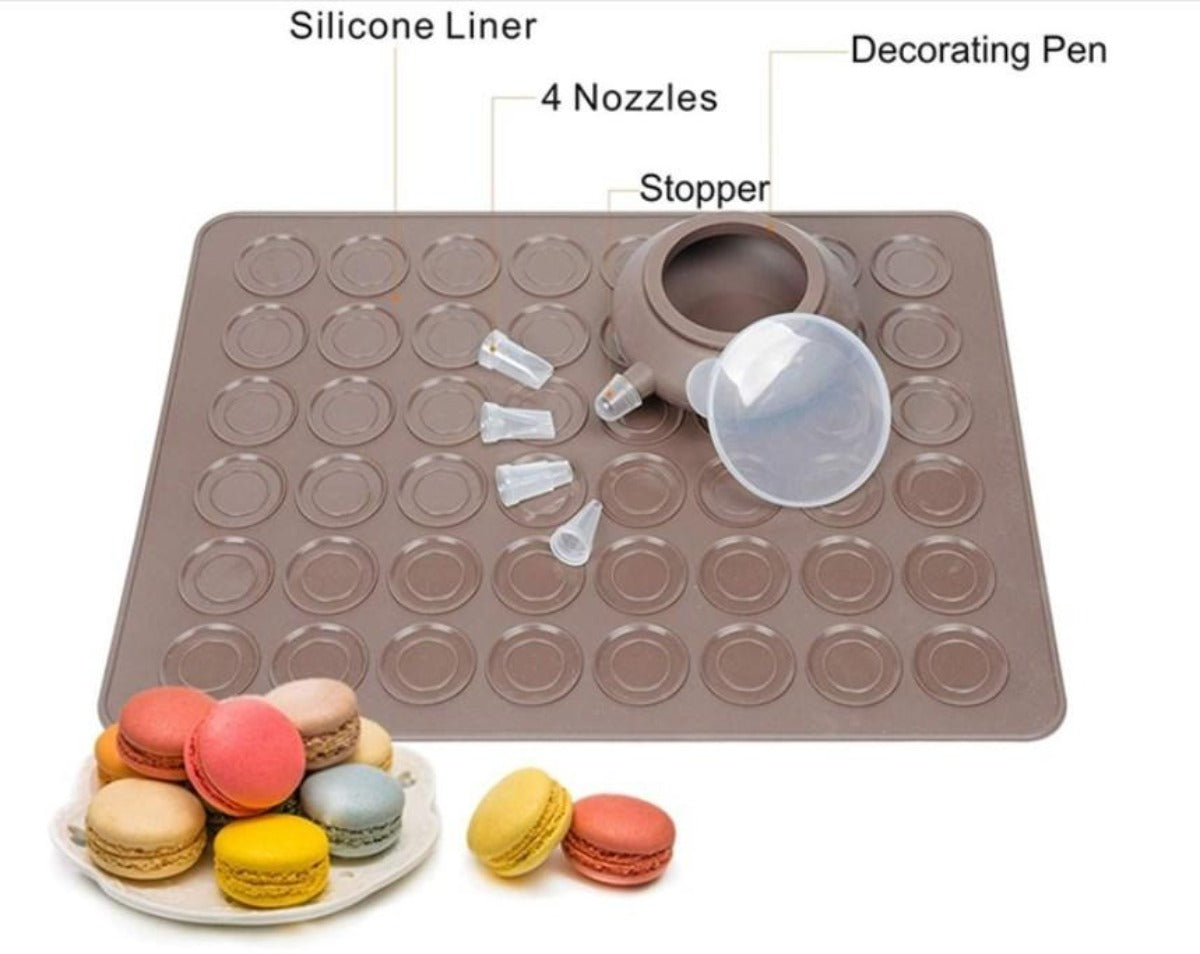48-Cavity Silicone Macaron Baking Mold Kit for Oven Pastry