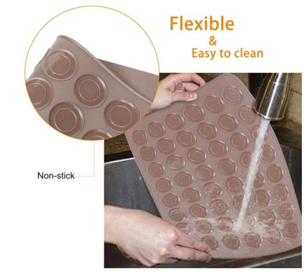 48-Cavity Silicone Macaron Baking Mold Kit for Oven Pastry