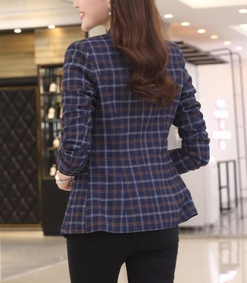 Slim Fit Checkered Blazer for Women