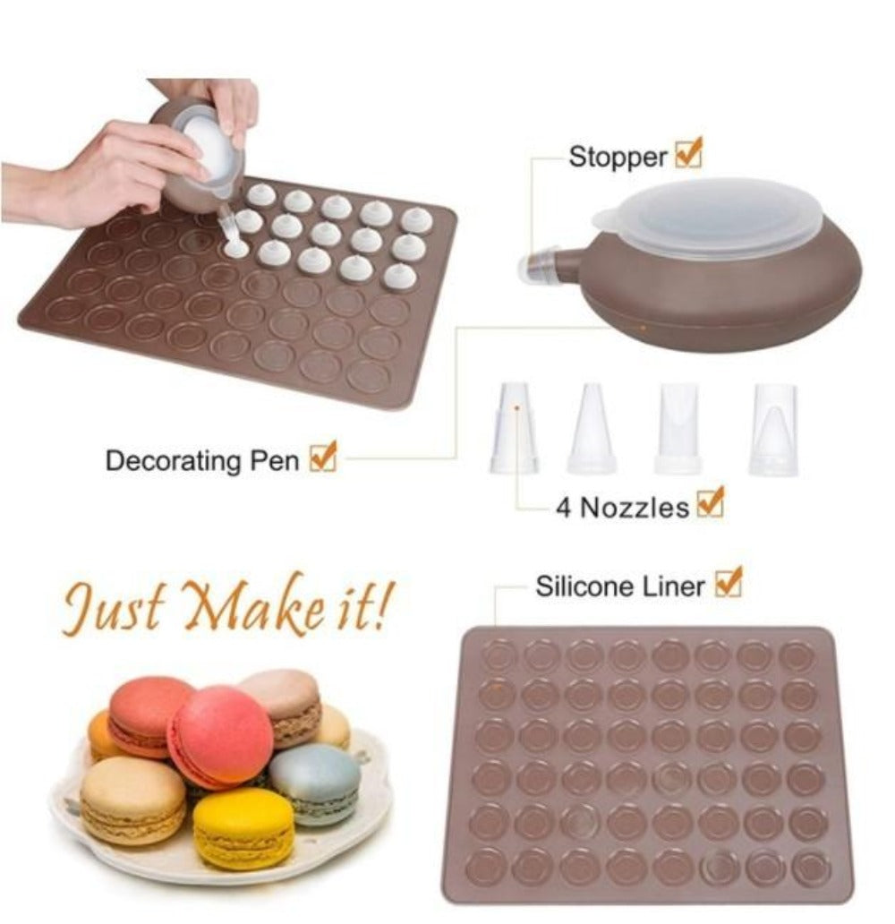 48-Cavity Silicone Macaron Baking Mold Kit for Oven Pastry
