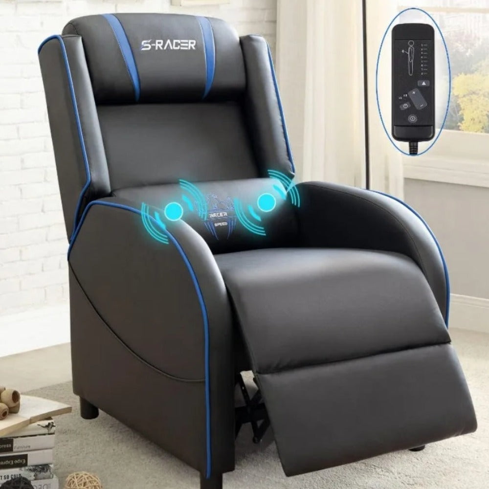 Massage Gaming Chair with Lumbar Support and Reclining Feature