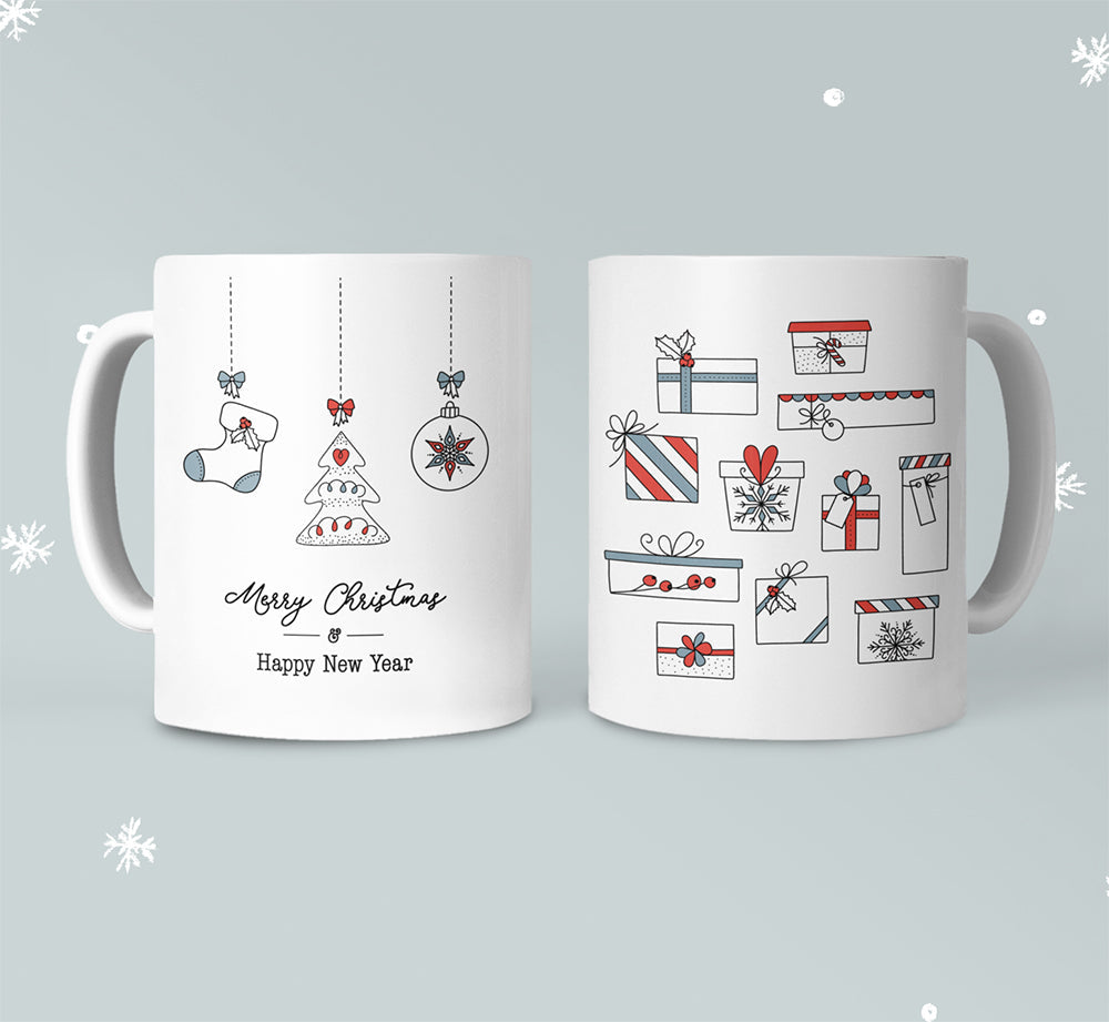 Festive Mug with Gift-Filled Stockings for Christmas