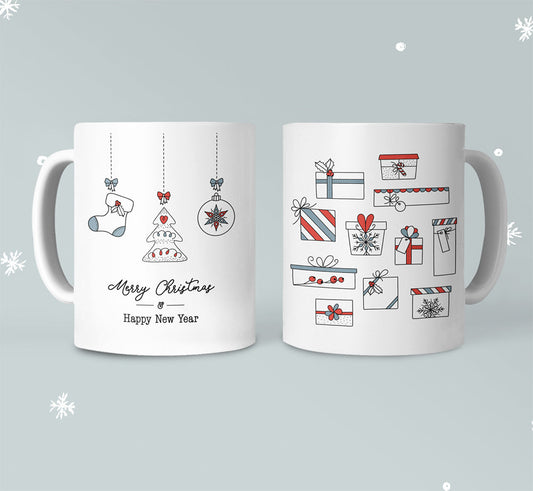 Festive Mug with Gift-Filled Stockings for Christmas