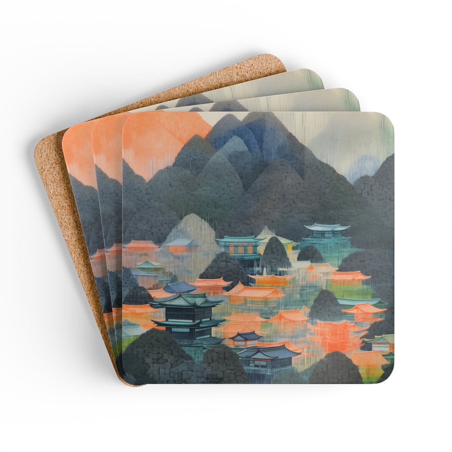 Japanese Coaster Set for Landscape (4 Pieces)