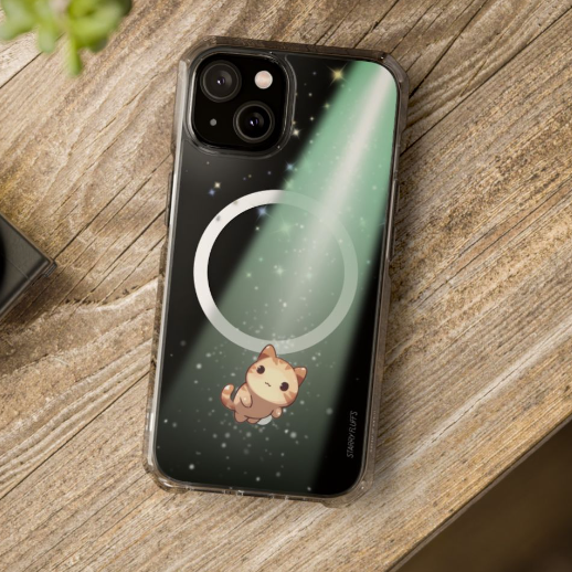 Cosmic Cat Magnetic Clear Case for iPhone by Starry Fluff
