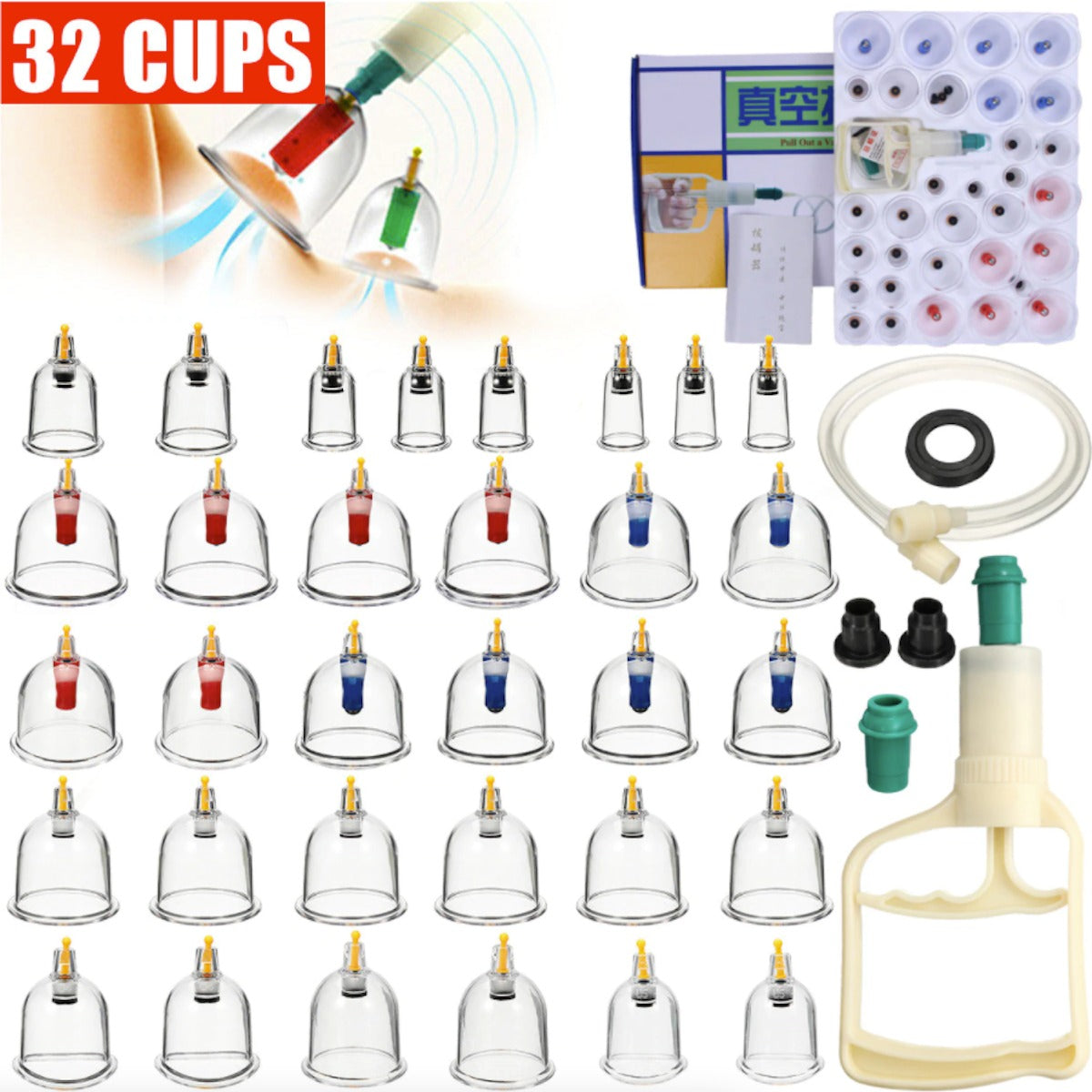 Enhanced 32-Piece Cupping Therapy Kit for High-End Massage Experience