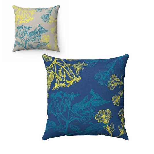 Double Sided Faux Suede Cushion with Blooming Floral Design - Available in 4 Sizes