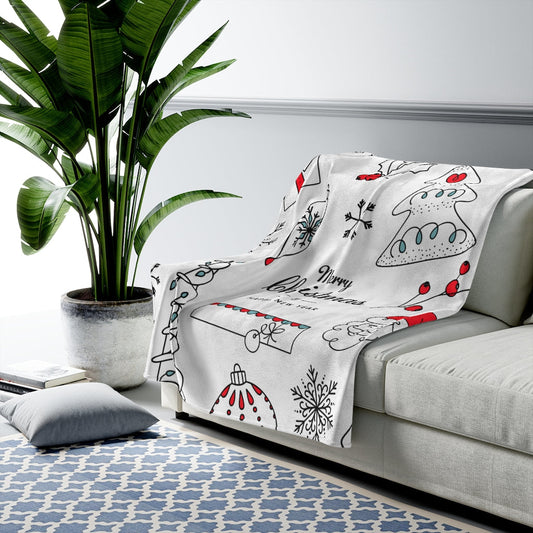 Velveteen Plush Blanket with a Festive Holiday Design