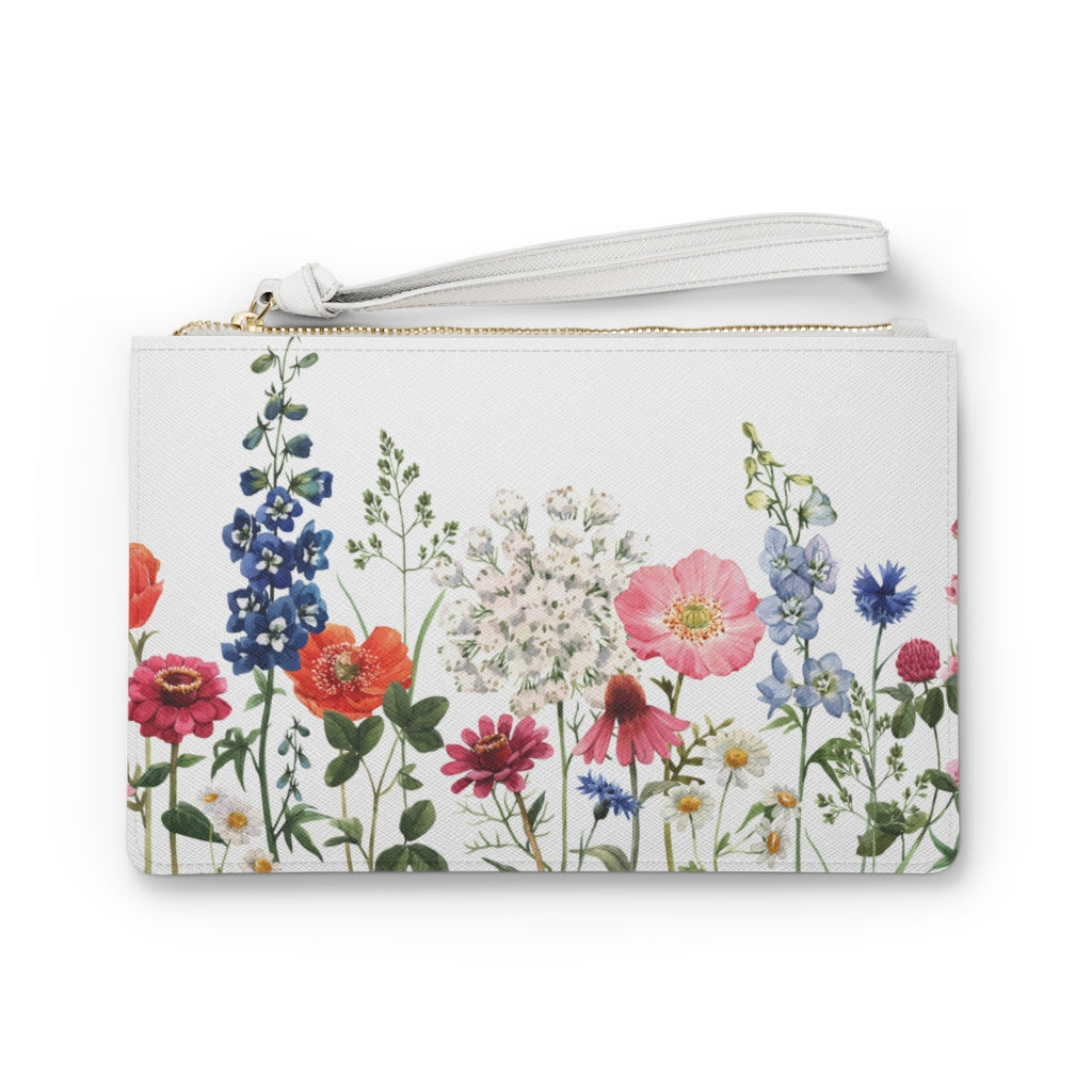 Zipped Clutch Bag with a Floral Design
