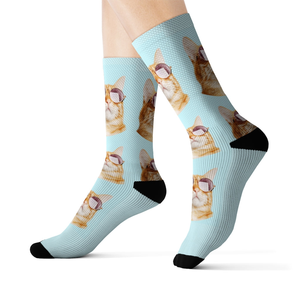 Socks with Cool Cat Wearing Shades