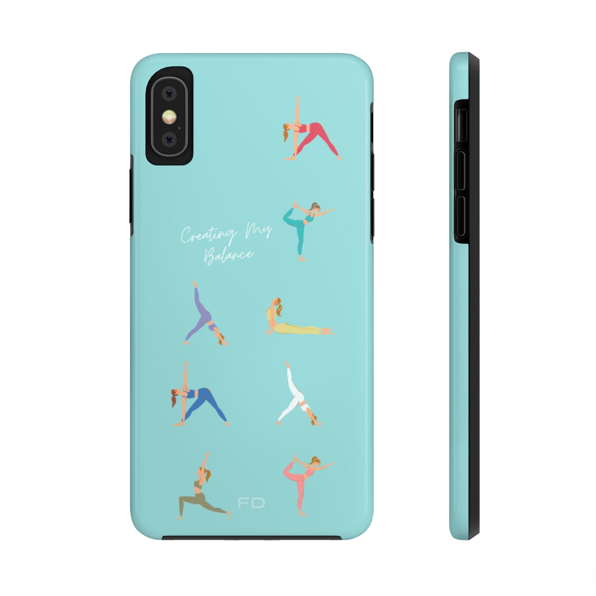 Blue iPhone Tough Case with Wireless Charging for Yoga Enthusiasts