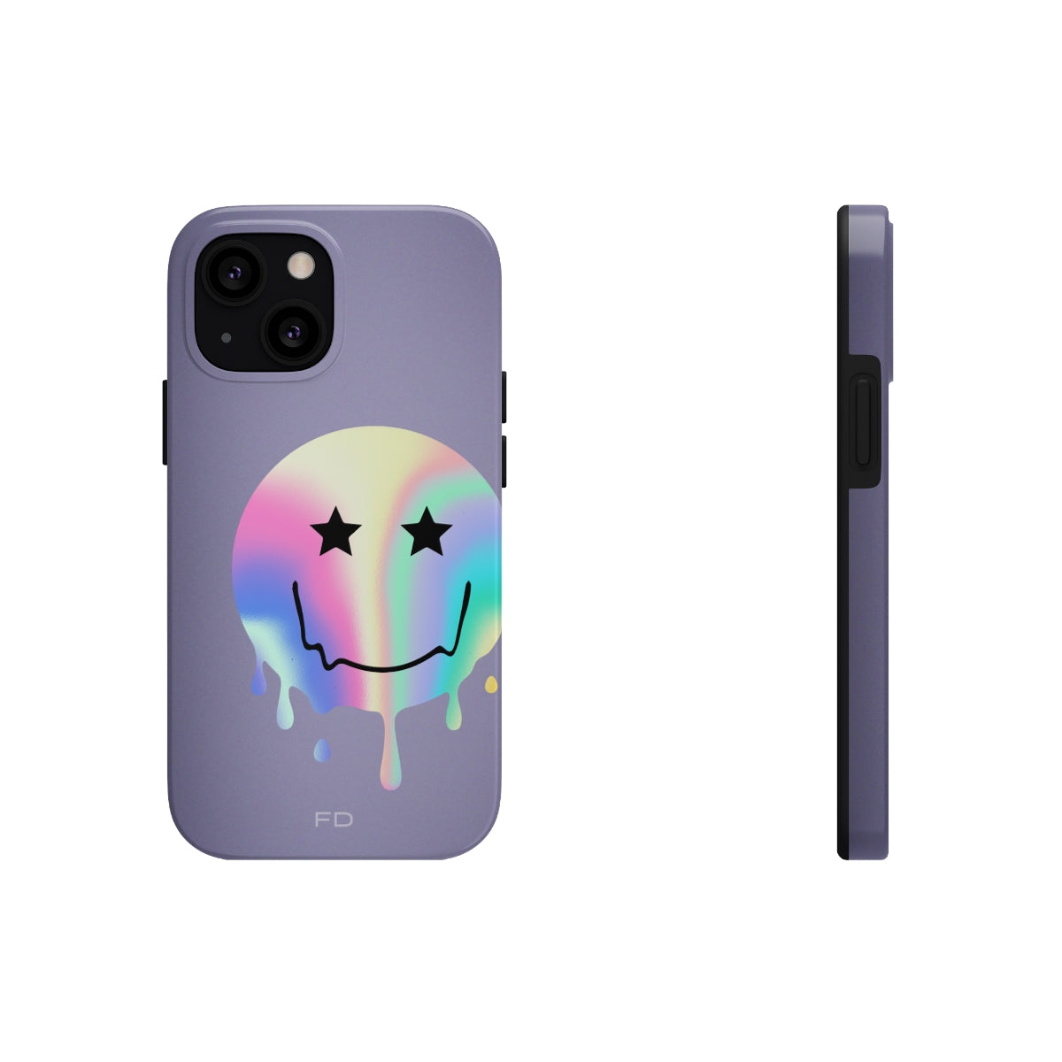 Durable iPhone Case with Starry Happy Face Design and Wireless Charging Capability