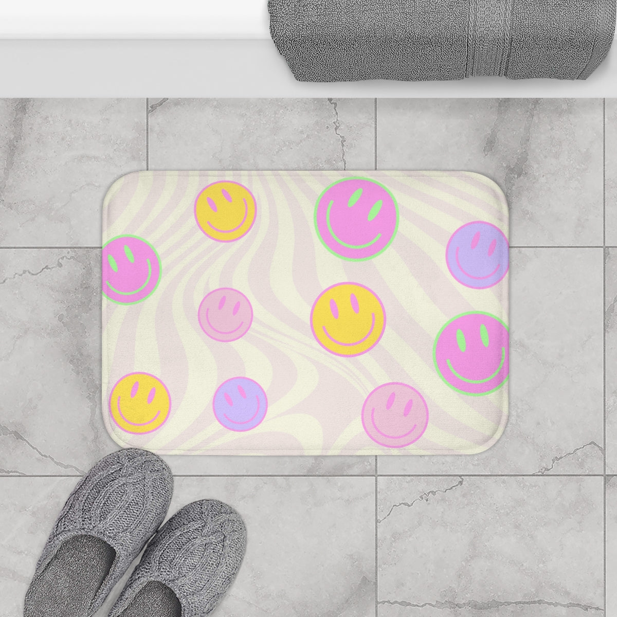 Bath Mat with Happy Faces