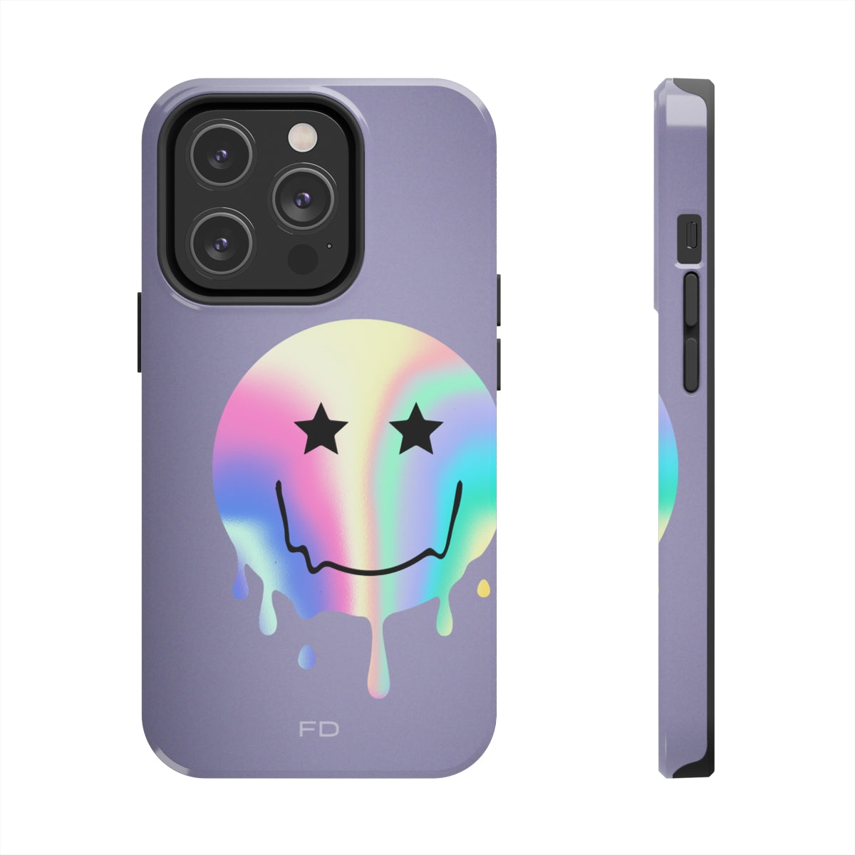 Durable iPhone Case with Starry Happy Face Design and Wireless Charging Capability