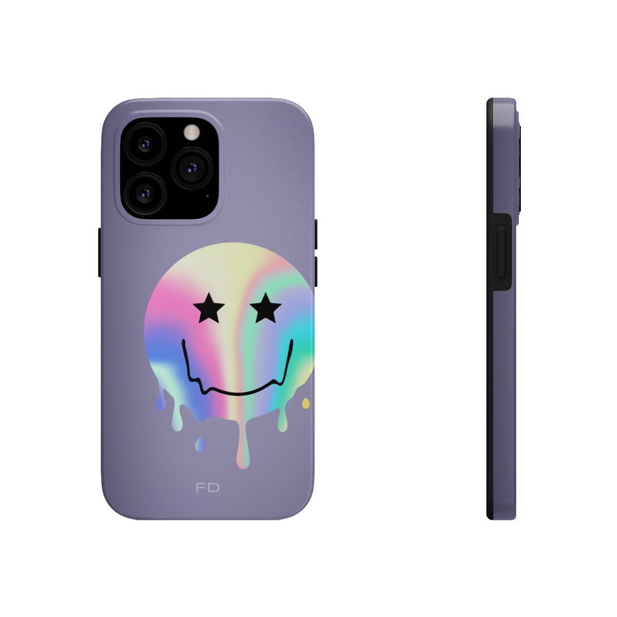 Durable iPhone Case with Starry Happy Face Design and Wireless Charging Capability