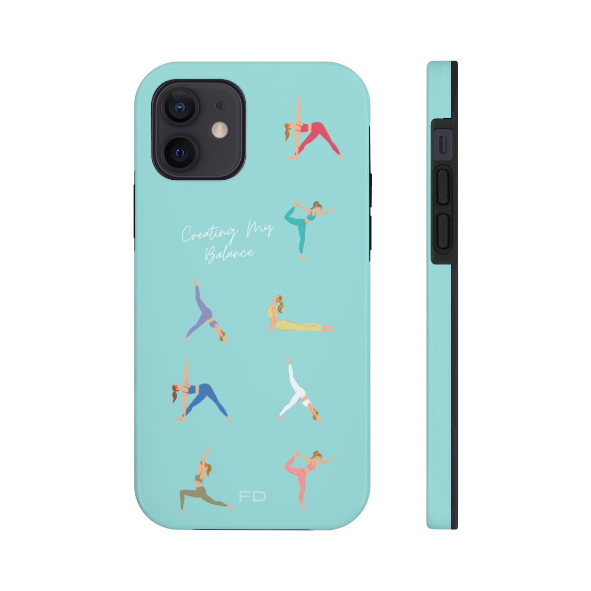 Blue iPhone Tough Case with Wireless Charging for Yoga Enthusiasts