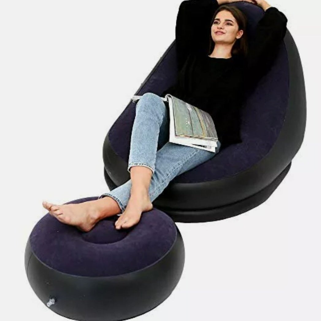 Large Bean Bag Sofa Set with Inflatable Footrest