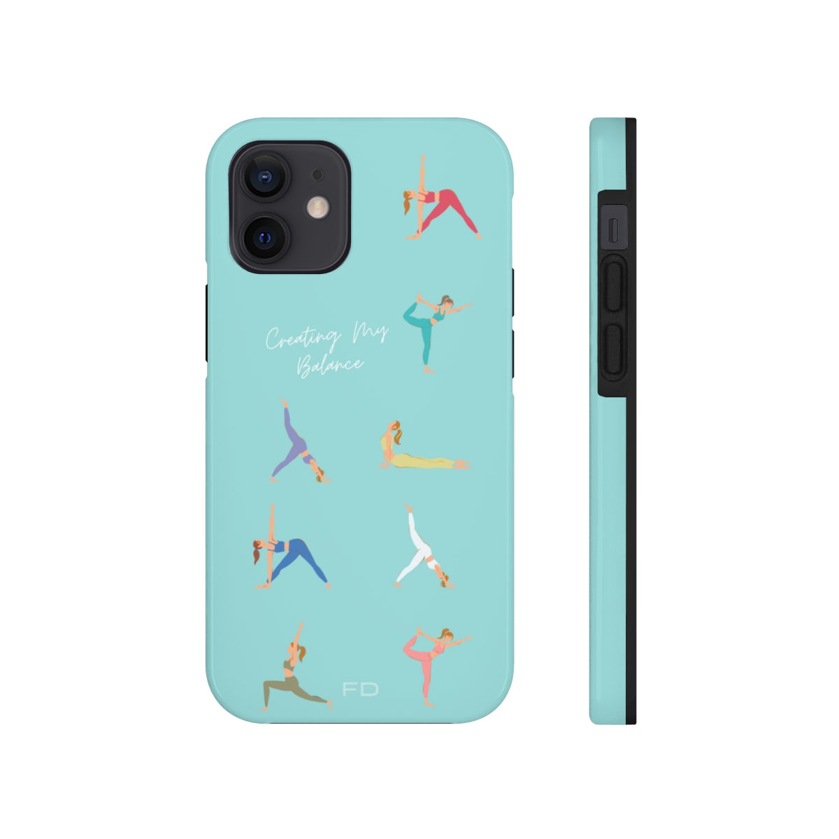 Blue iPhone Tough Case with Wireless Charging for Yoga Enthusiasts