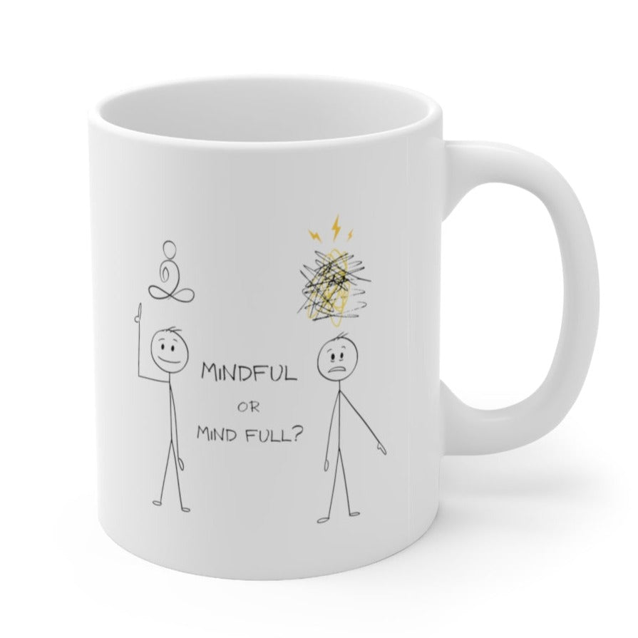 Mindful Ceramic Mug with Humorous Stick Figure Design 11oz