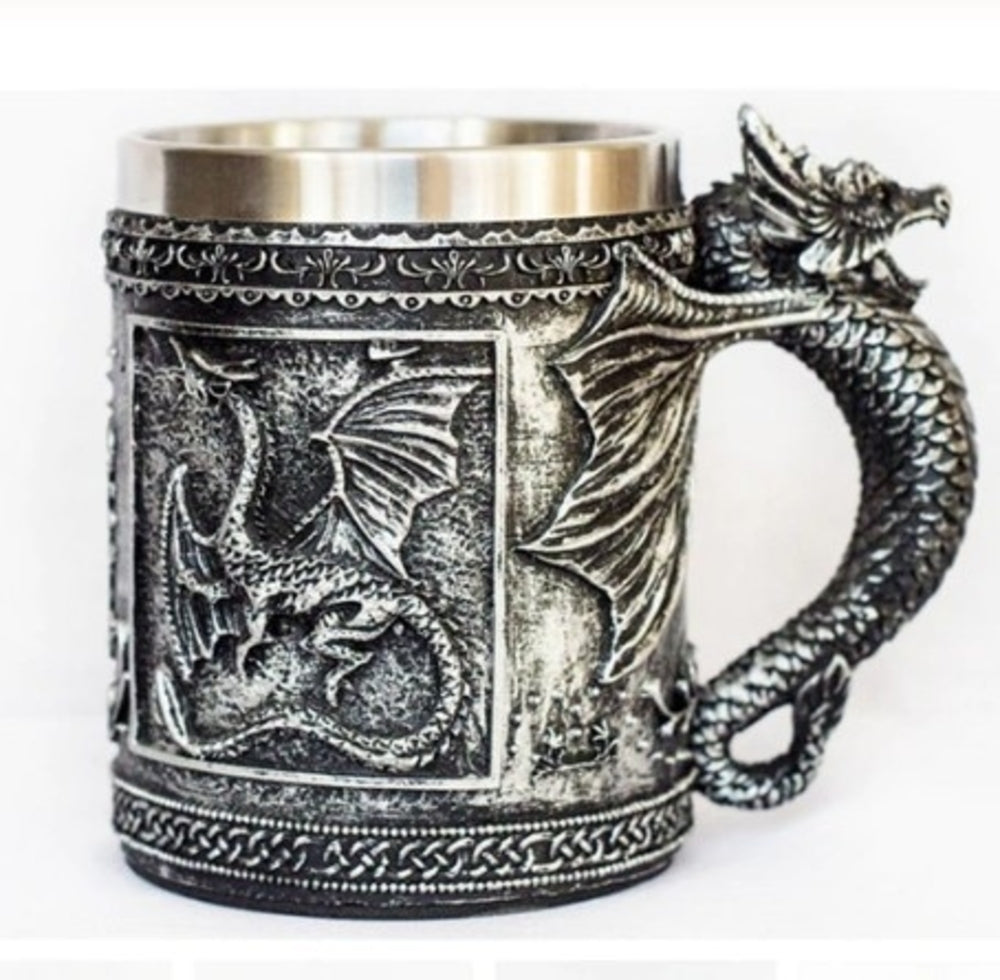 Dragon Design Stainless Steel Mug - 12oz Capacity