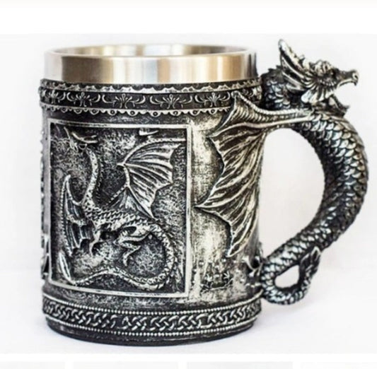 Dragon Design Stainless Steel Mug - 12oz Capacity