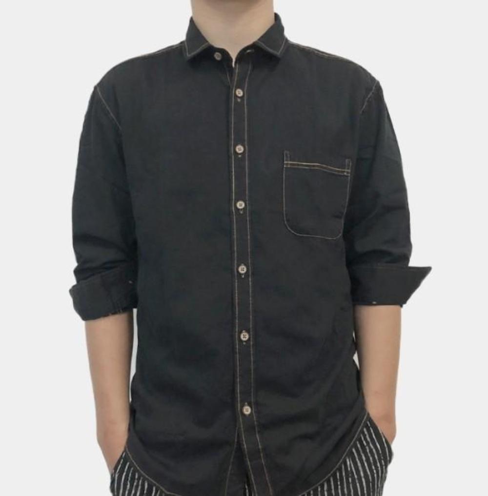 Casual Denim Button-Front Shirt for Men