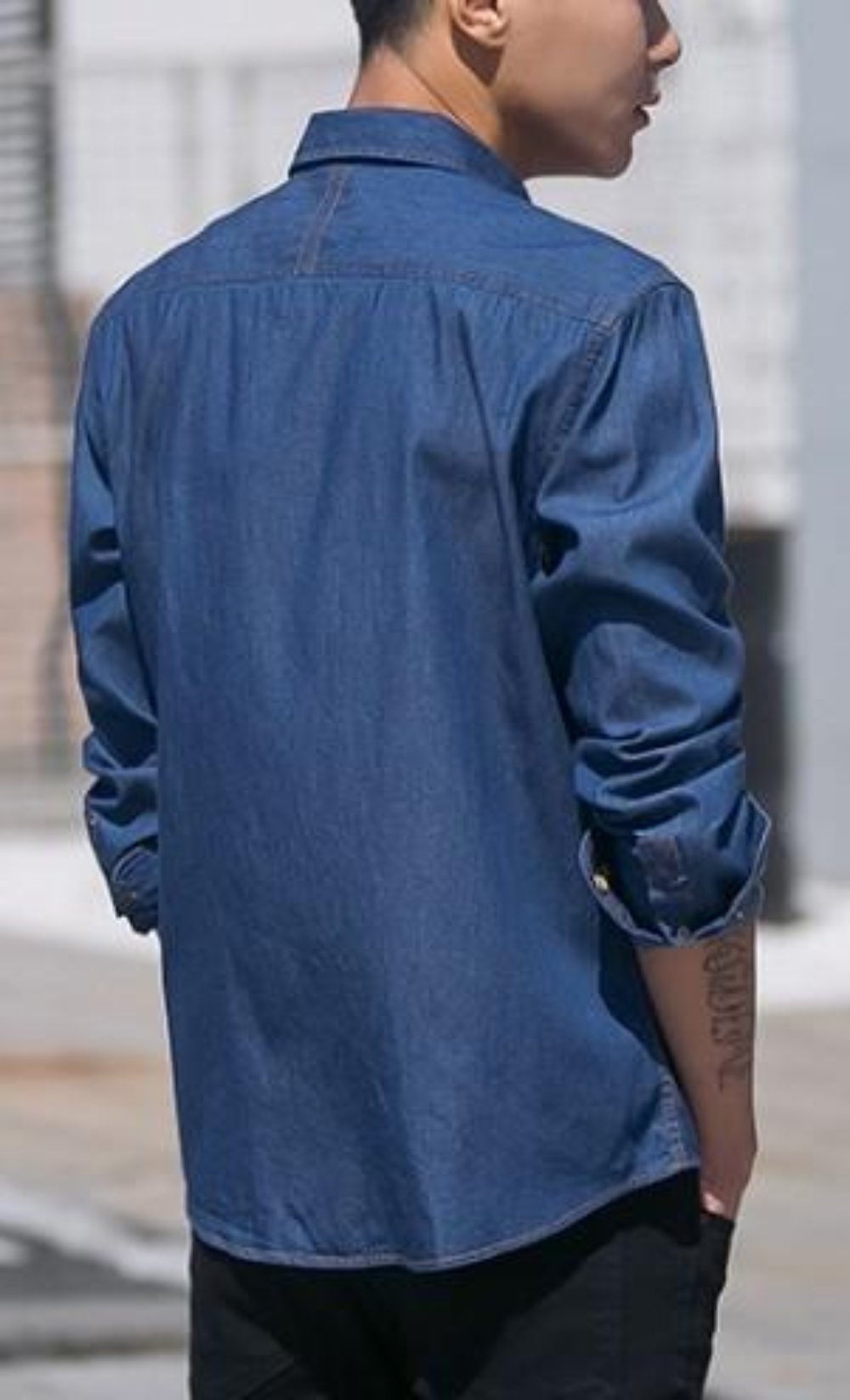 Casual Denim Button-Front Shirt for Men