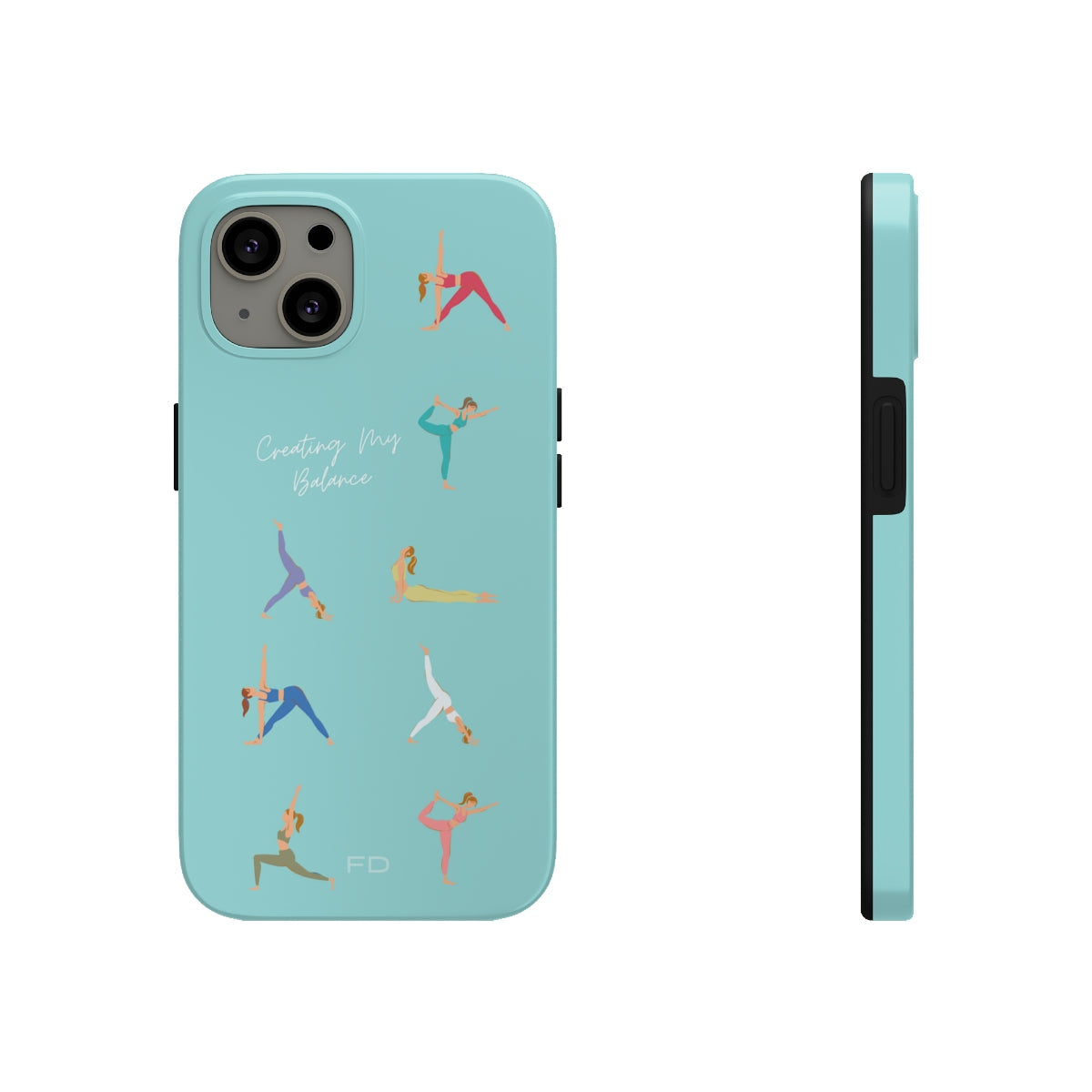 Blue iPhone Tough Case with Wireless Charging for Yoga Enthusiasts