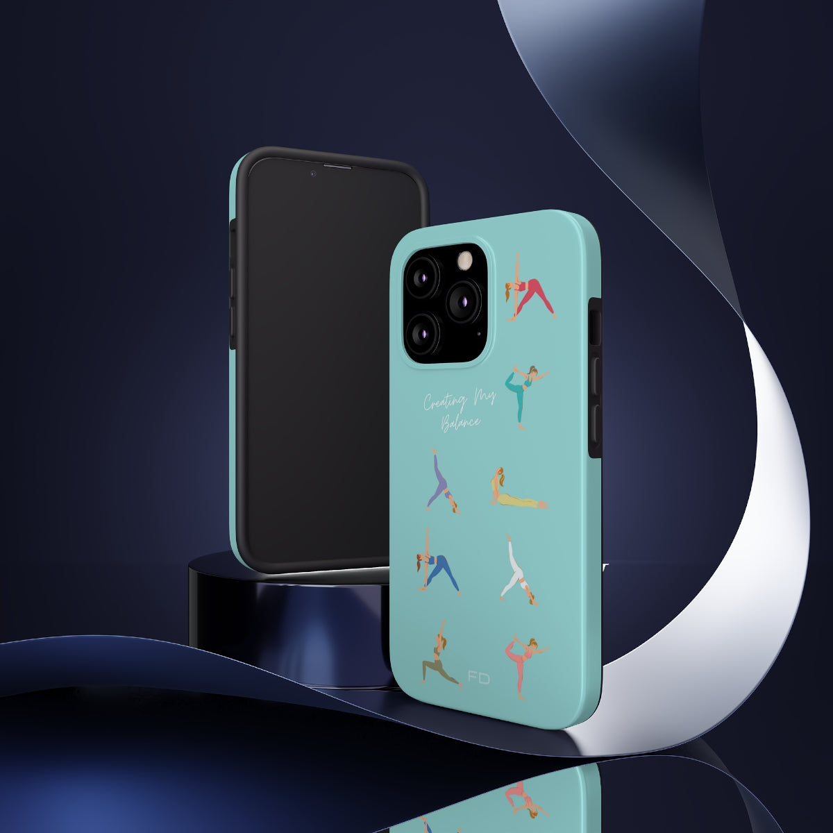 Blue iPhone Tough Case with Wireless Charging for Yoga Enthusiasts