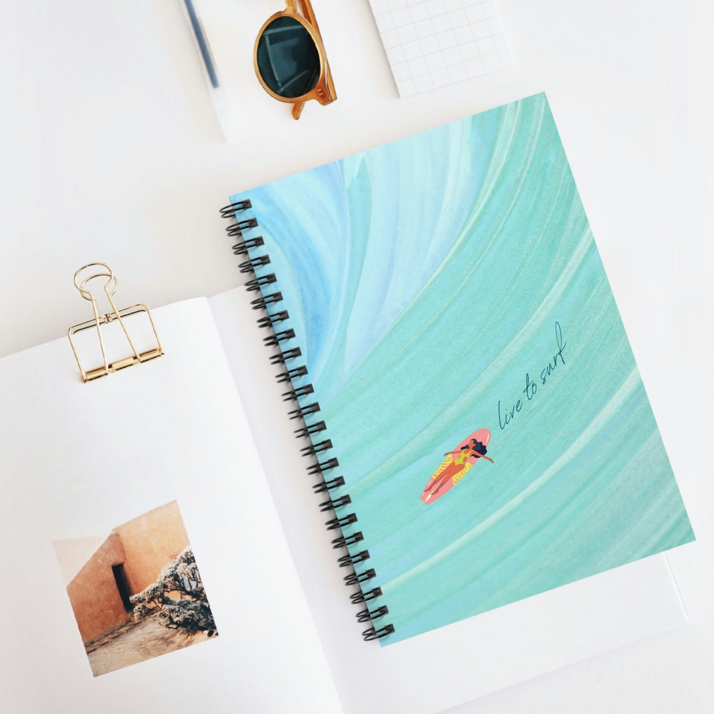 Ocean Spiral Notebook for Surfing Enthusiasts