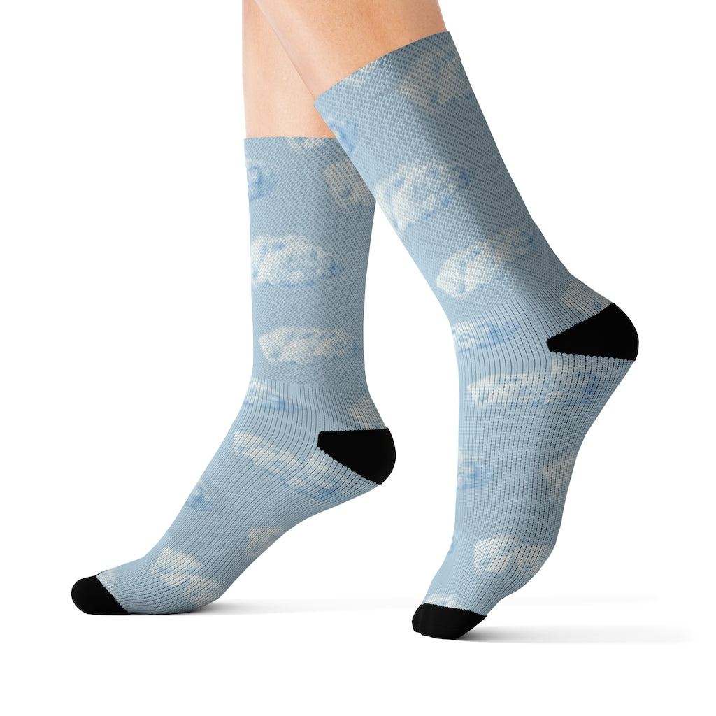 Realistic Cloud Walking Fun Socks