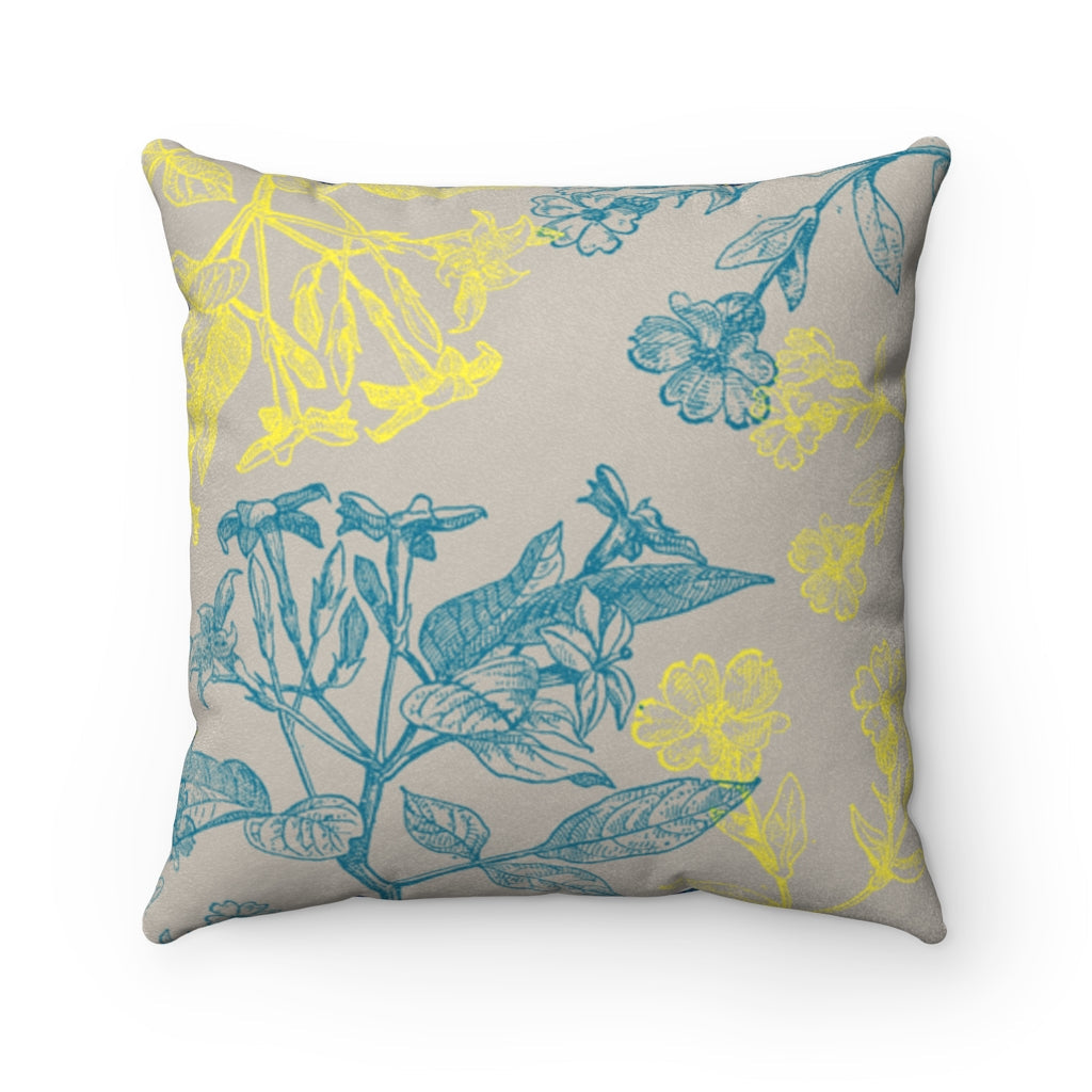 Double Sided Faux Suede Cushion with Blooming Floral Design - Available in 4 Sizes
