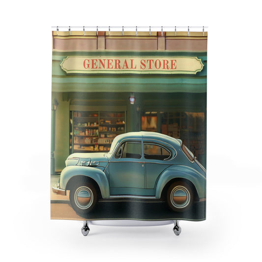 Vintage Shop Featuring Automotive Themed Shower Curtains