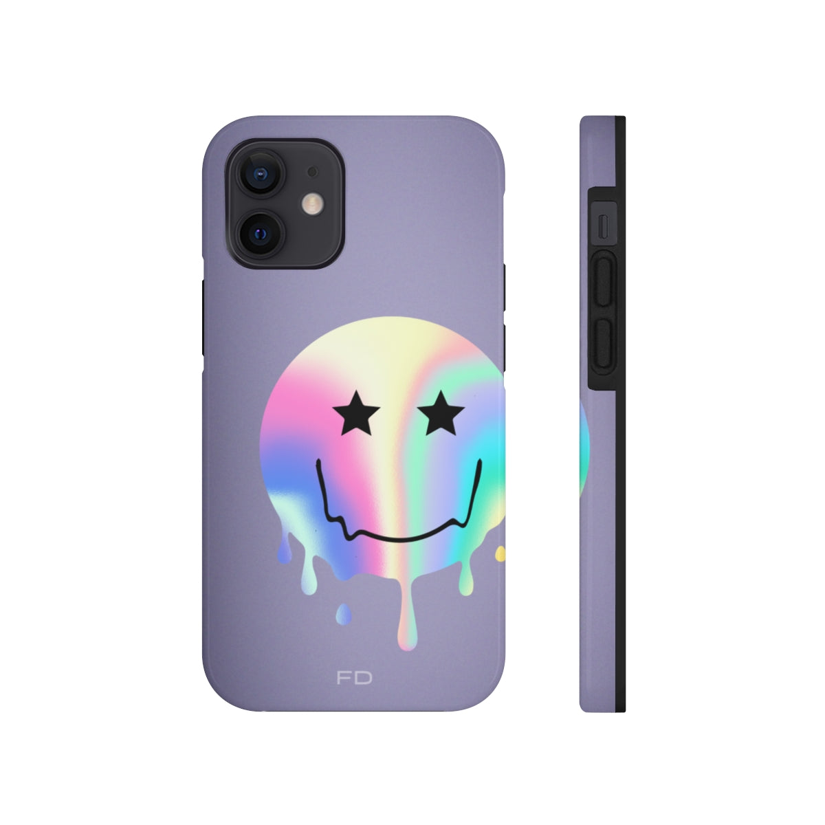 Durable iPhone Case with Starry Happy Face Design and Wireless Charging Capability