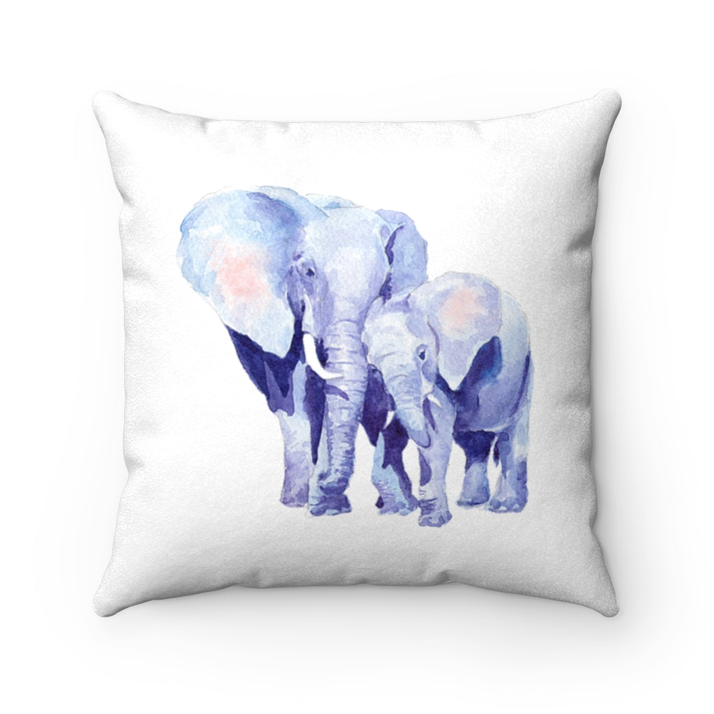 Auspicious Elephant Double Sided Print Faux Suede Square Cushion for Mothers and Babies