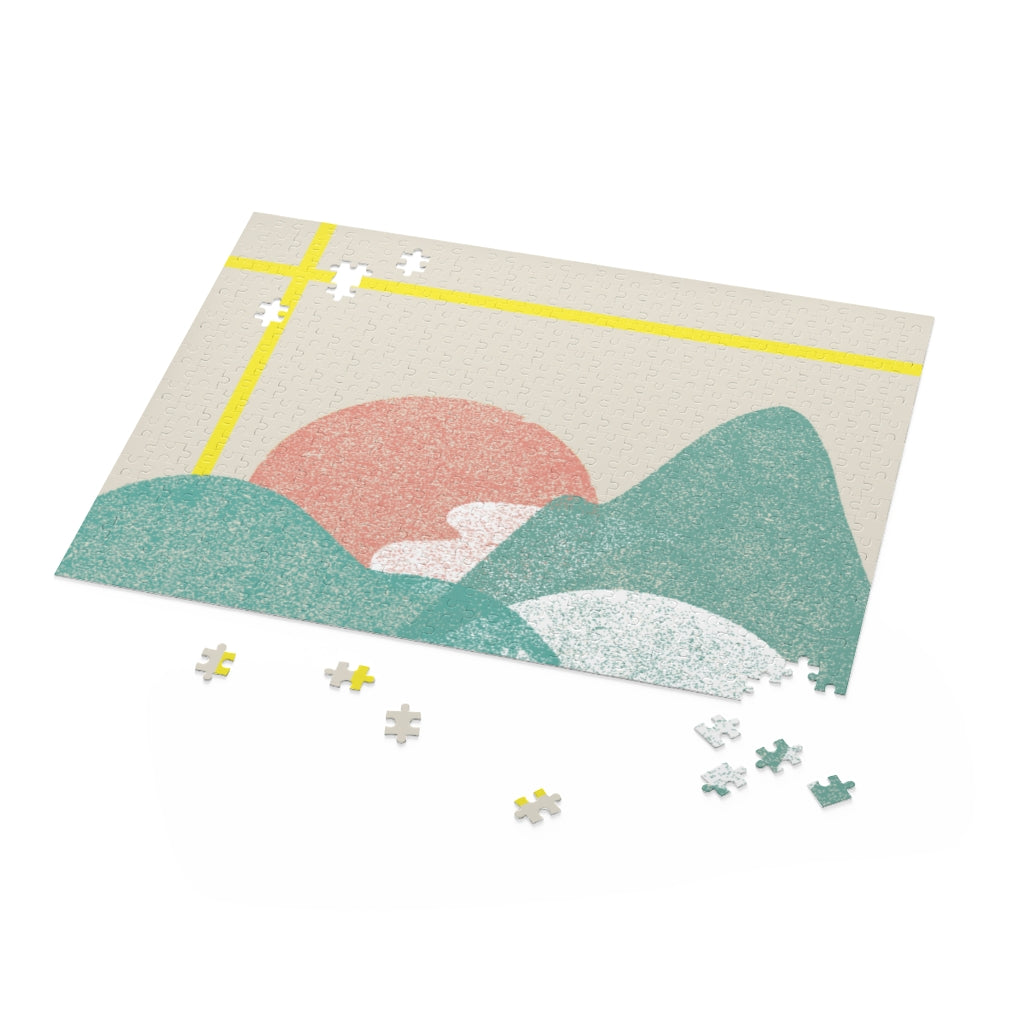 500-Piece Jigsaw Puzzle Featuring a Landscape of Yellow Stripes