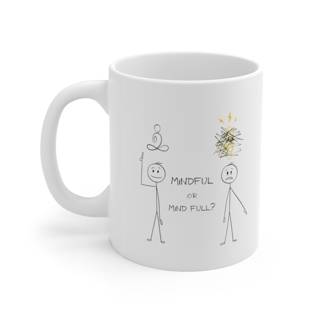 Mindful Ceramic Mug with Humorous Stick Figure Design 11oz