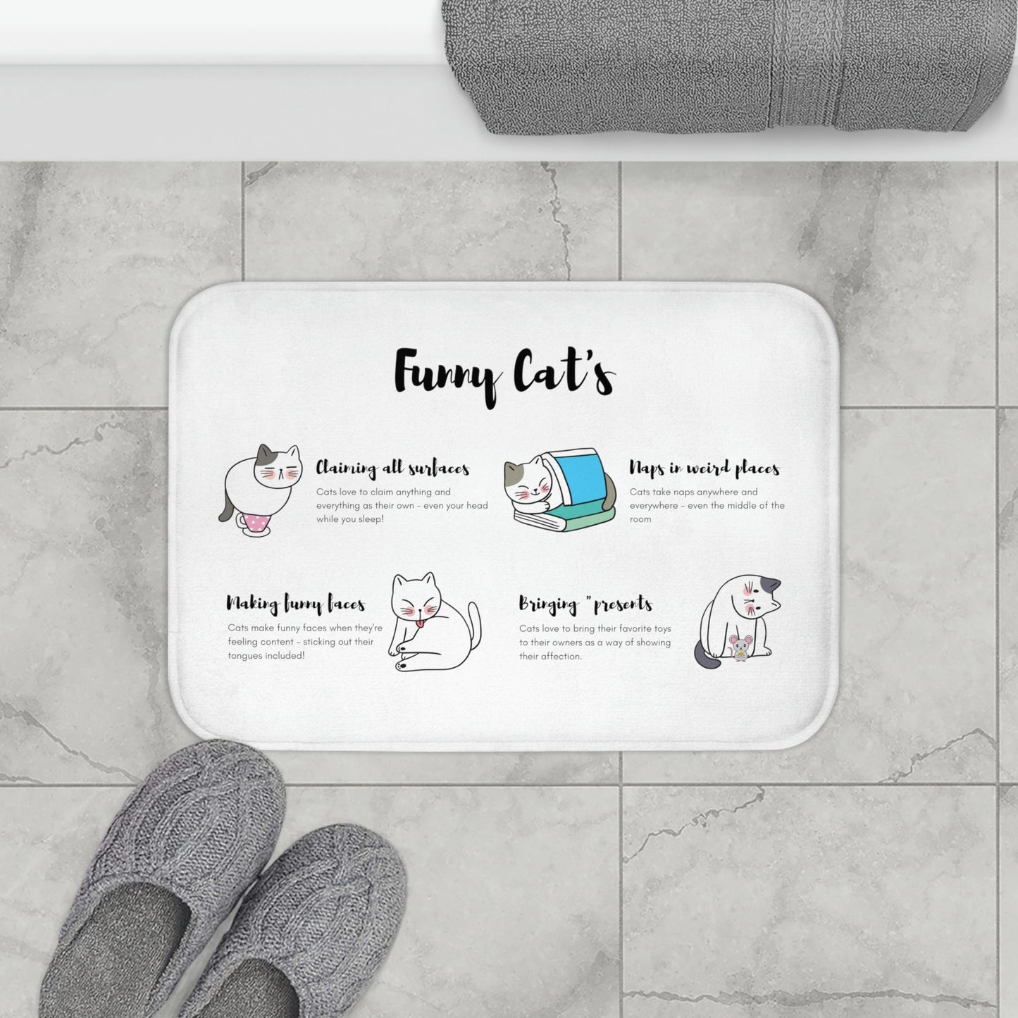 Hilarious Feline Actions Bathroom Rug