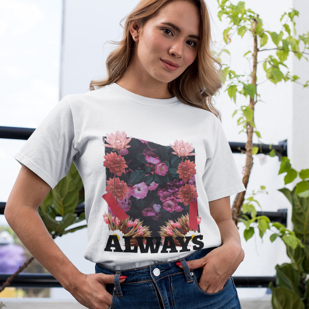 Short Sleeve Jersey Tee with a Floral Grunge Twist