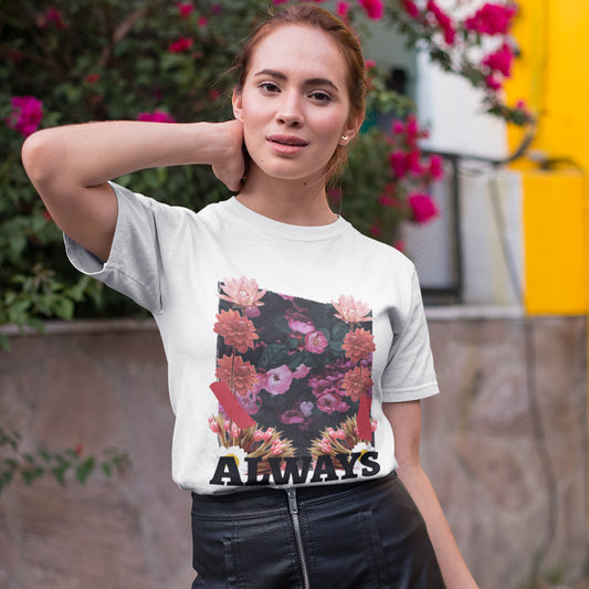 Short Sleeve Jersey Tee with a Floral Grunge Twist