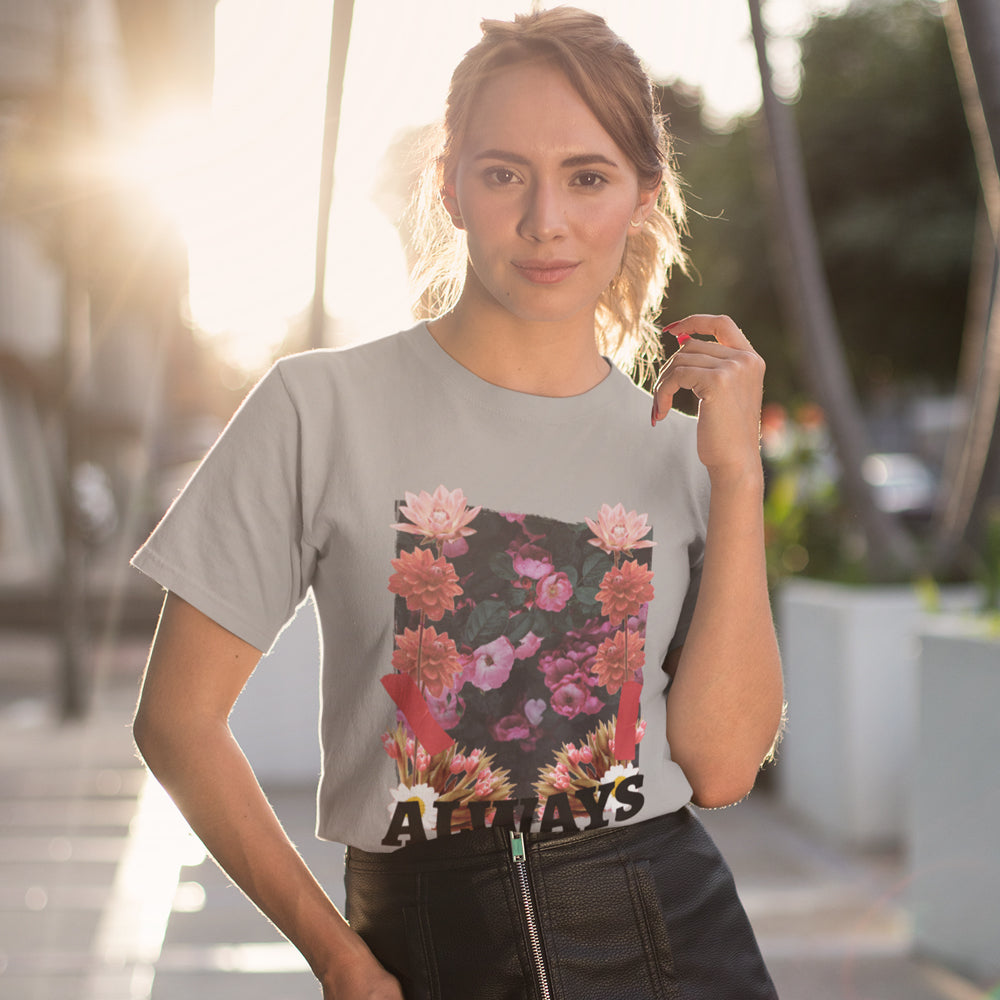 Short Sleeve Jersey Tee with a Floral Grunge Twist