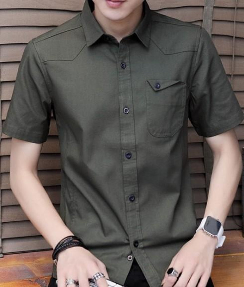 Short Sleeve Shirt with Flip Pockets for Men