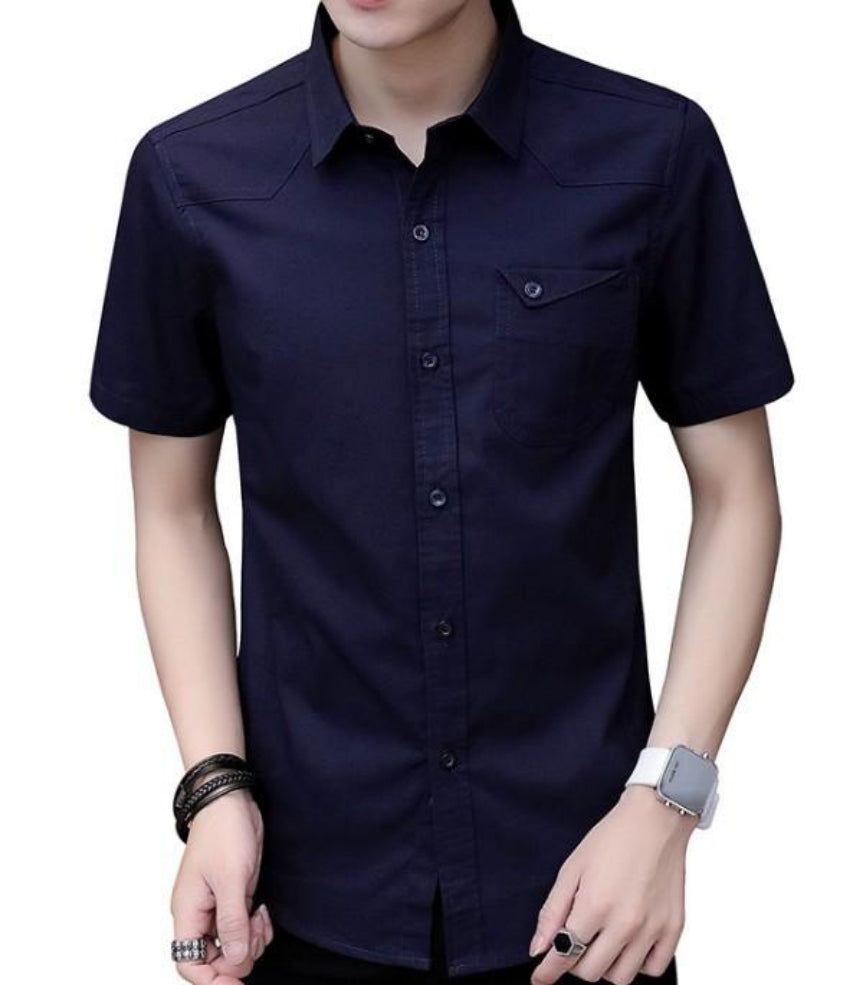 Short Sleeve Shirt with Flip Pockets for Men