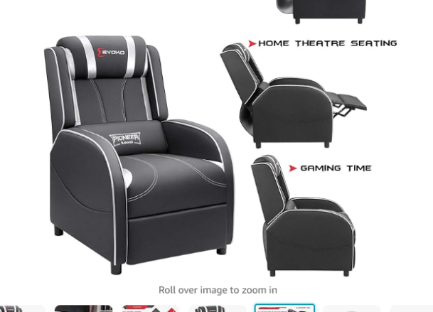 Massage Gaming Chair with Lumbar Support and Reclining Feature