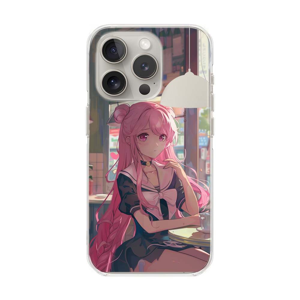 Chill Anime Girl Magnetic iPhone Case for Cafe Vibes