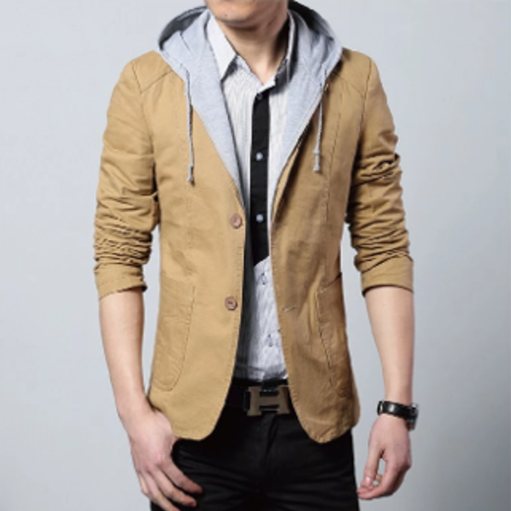 Black Hooded Blazer for Men's Urban Fashion