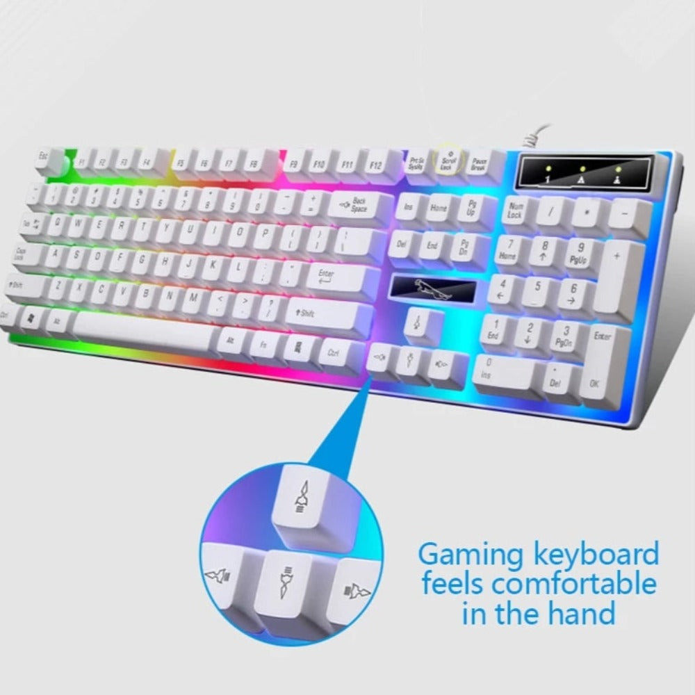Gaming Keyboard and Mouse Set for Ninja and Dragon Enthusiasts in White and Knightly Design