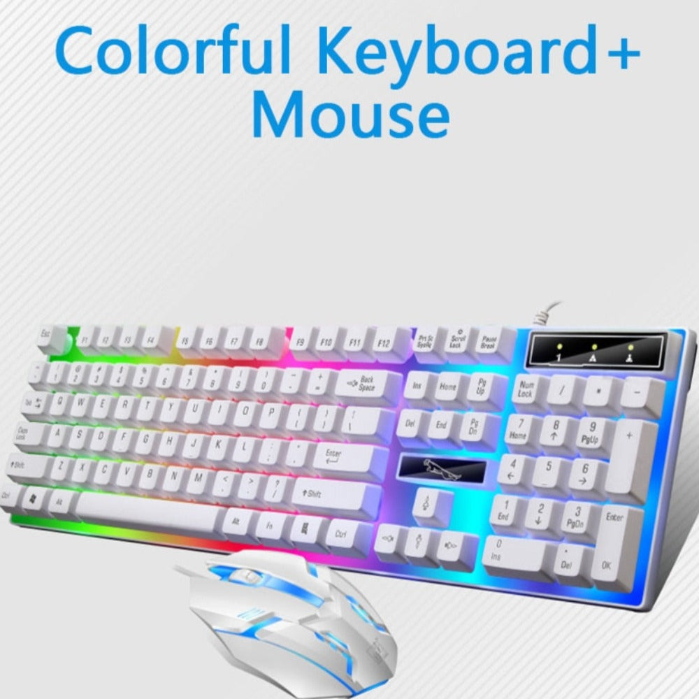Gaming Keyboard and Mouse Set for Ninja and Dragon Enthusiasts in White and Knightly Design