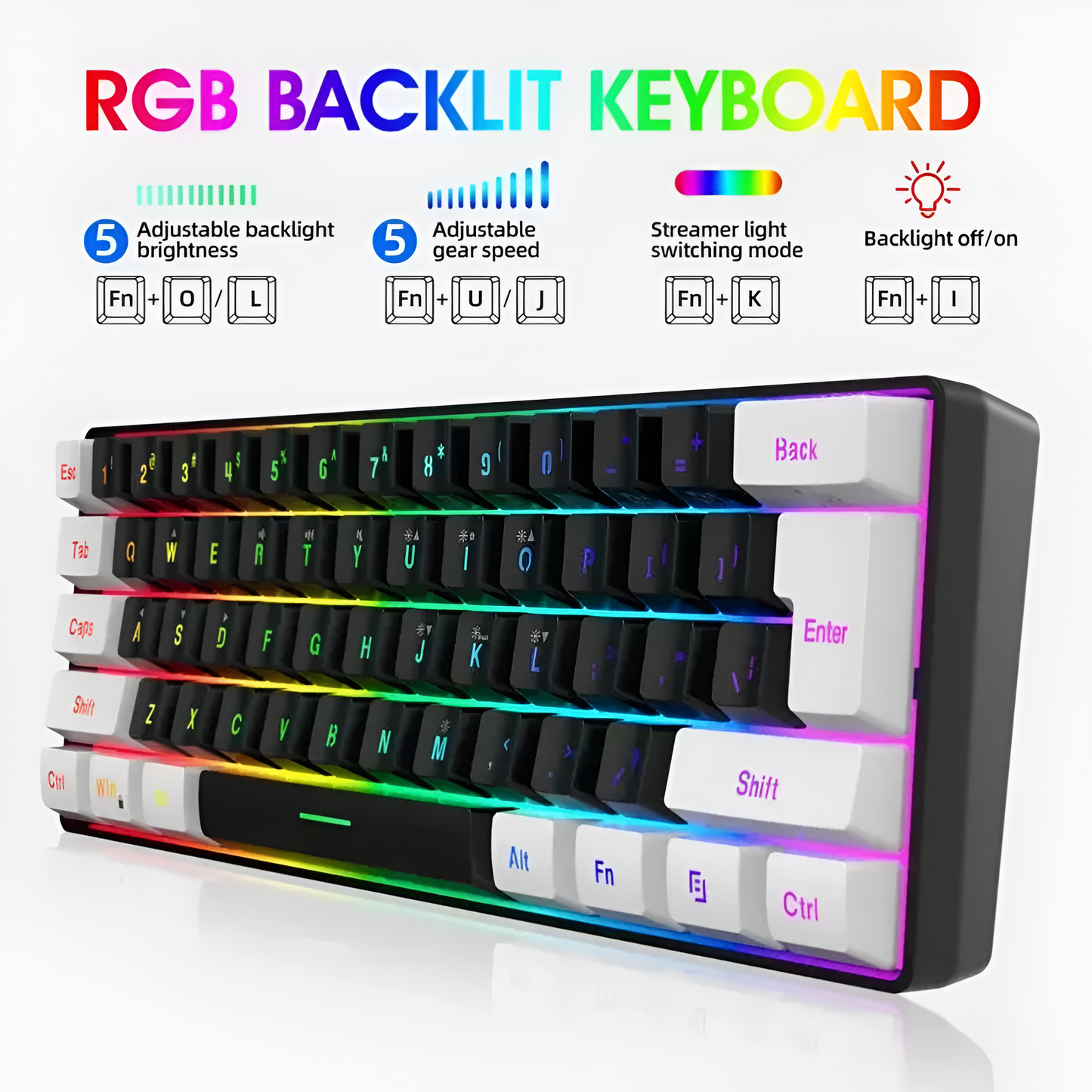 Compact Wired RGB Gaming Keyboard with Floating Keycaps
